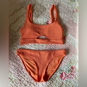 Aerie orange crinkle cut bikini size medium